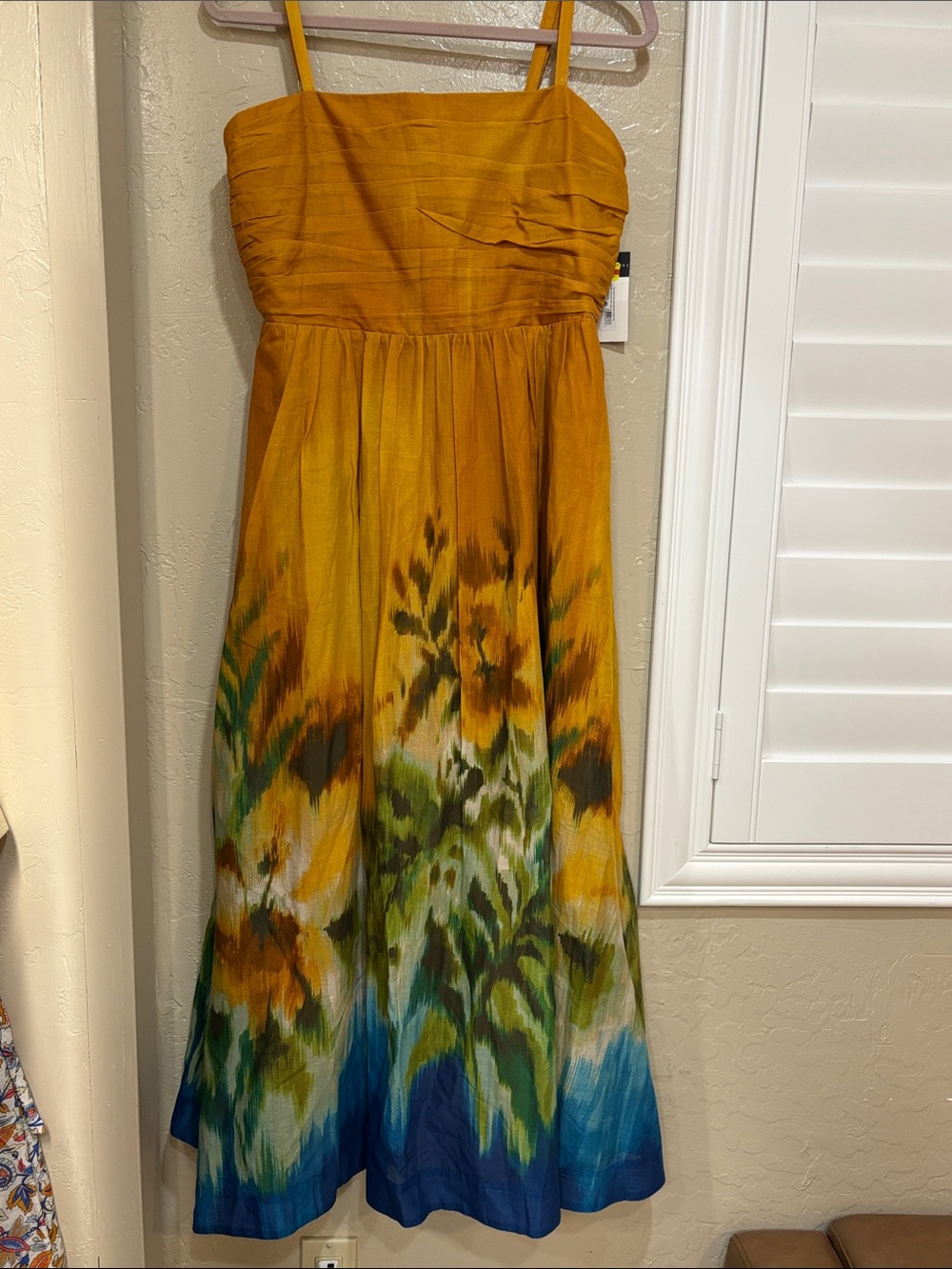 Tahari ASL Mustard Yellow V-Neck Maxi Dress